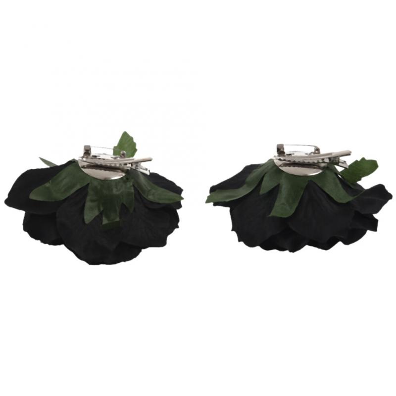 Rosenblüten-Haarspange, Tänzerbrosche, 5er-Pack, Schwarz