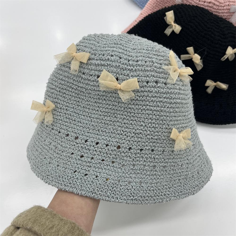 Kleiner Schleife Bucket Hat Damen Sommer süß vielseitig schlichter Hut hoher Sinn Feen-Aura Bucket Hat Beckenhut