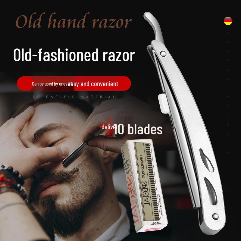 Stainless Steel Folding Razor: Men's Portable Eyebrow Trimmer & Face Shaver.