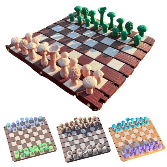 1 juego de ajedrez magnético con setas del bosque y tablero enrollable para niños y adultos, portátil, educativo, de viaje.