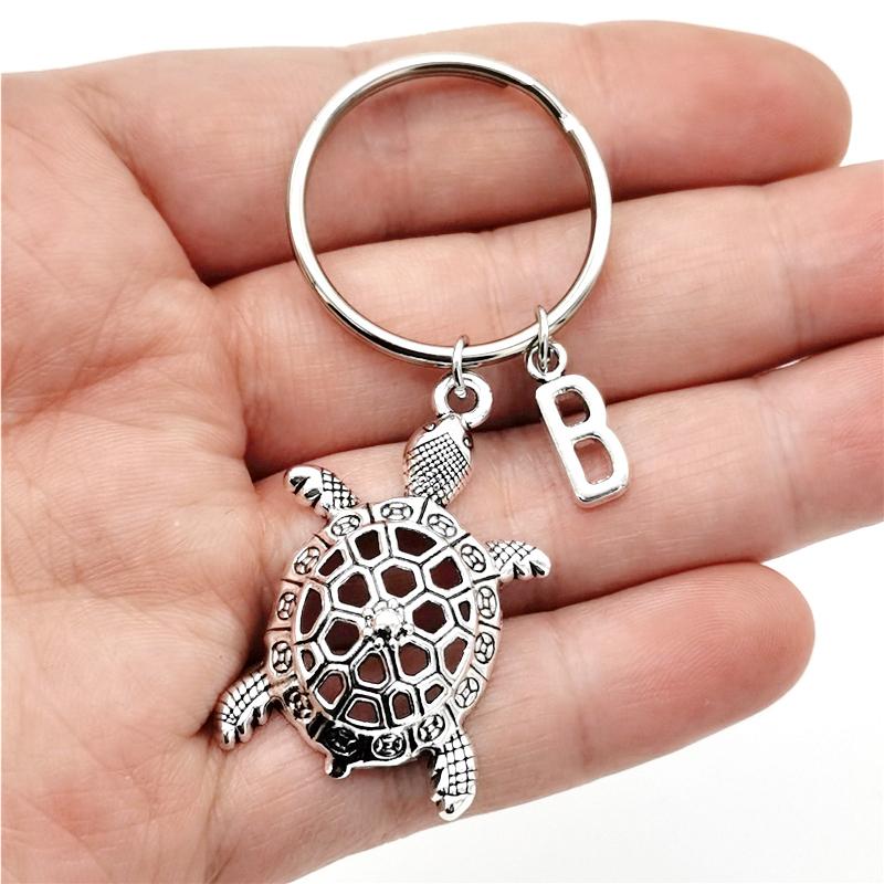 

26 букв инициала брелок черепаха кулон брелок милый черепаха брелок ювелирные изделия для любителей черепах подарки B
