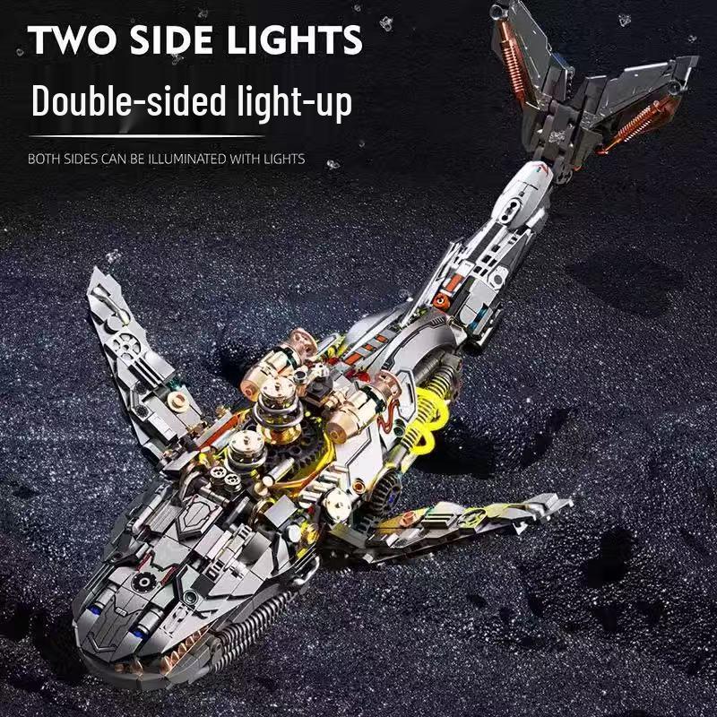 Mechanisches Wal-Modell Bausteine - Pädagogisches Tierspielzeug für Kinder, Kompatibel mit Lego