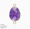 Natural Crystal Stone Charms Faceted Waterdrop Connector with Brass Findings Golden for Necklace Bracelet Jewelry Making DIY
