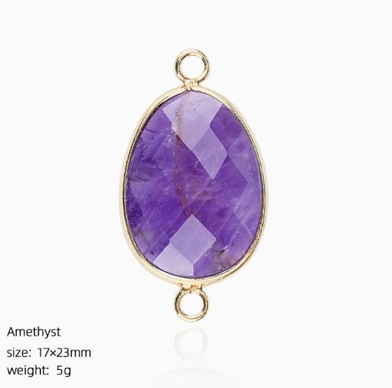 Natural Crystal Stone Charms Faceted Waterdrop Connector with Brass Findings Golden for Necklace Bracelet Jewelry Making DIY
