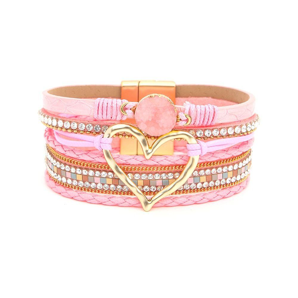 Big Love Bohemian Multilayer Bangle PU Leather Multilayered Bracelet Charm Bangles  Women Lady Girl