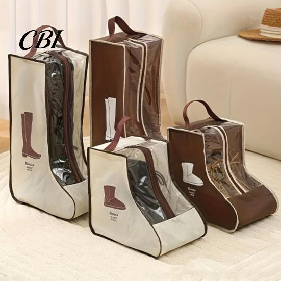 Clear PVC Shoe Container Boots Storage Bag with Zipper And Handle, Portable Transparent Dust Closet Solution Proof Organizer, Dust-proof Protective