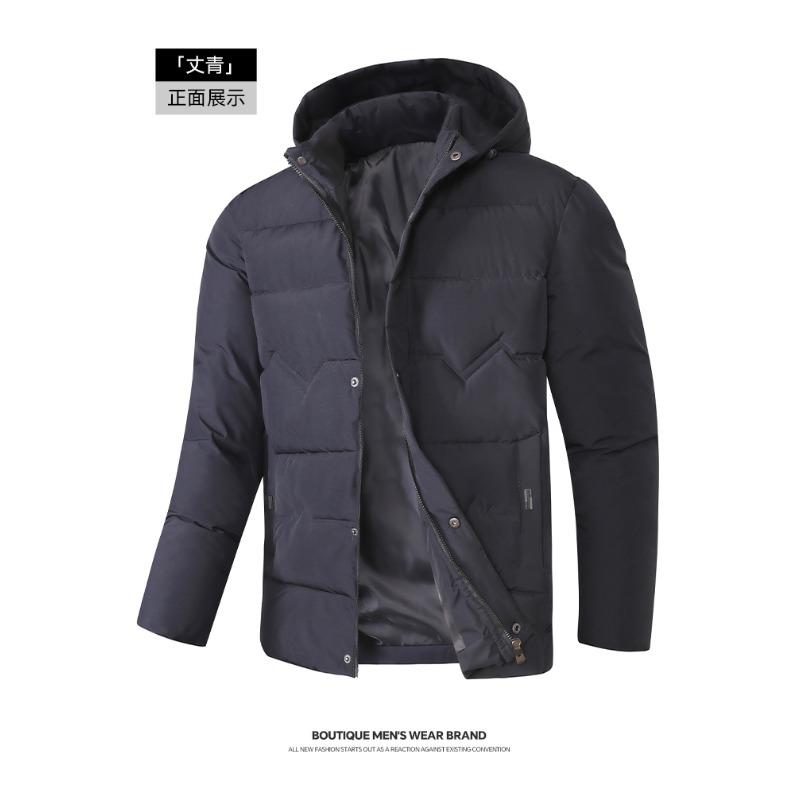 Men's Thick Padded Hooded Down Jacket Windproof Warm Winter Outerwear Black