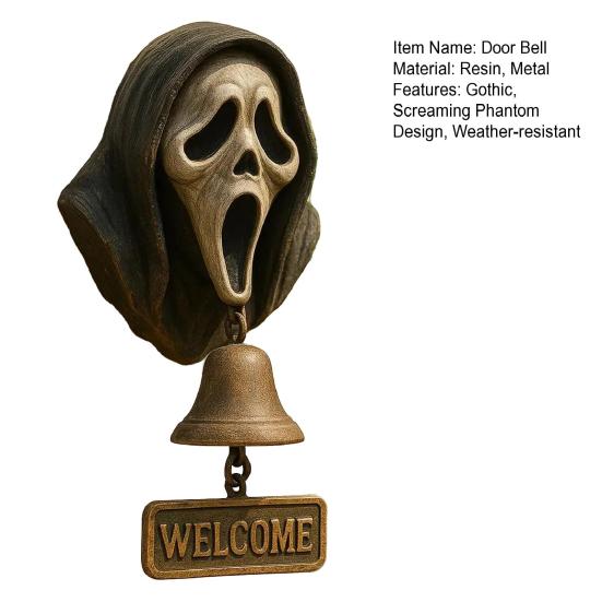 Screaming Phantom Welcome Bell Gothic Shopkeepers Bell Halloween Decor Door