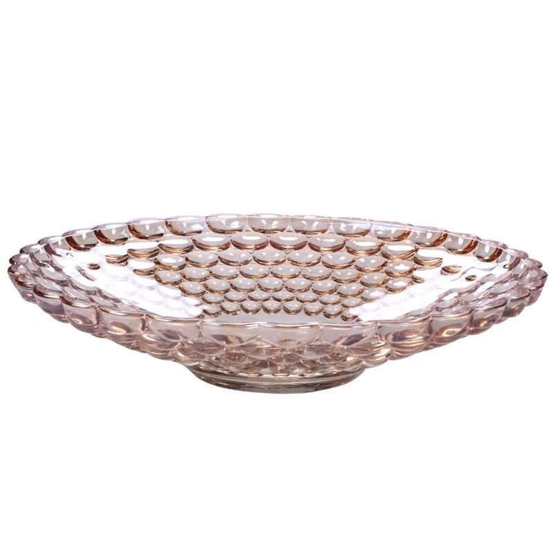 Yude Crystal Glass Snack & Fruit Plate Set (3-Pack)