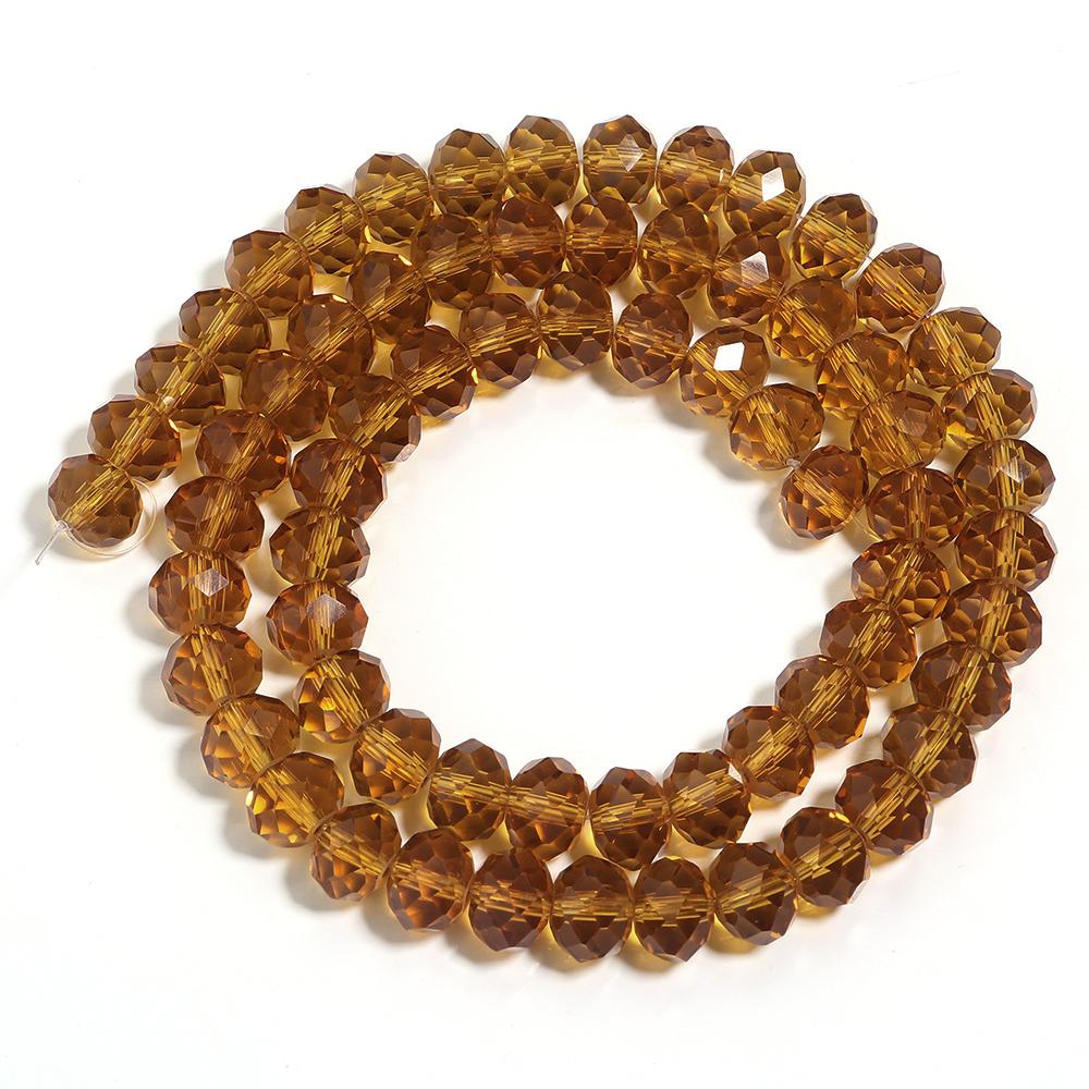 1 Strand Faceted Crystal Glass Beads Brown Loose Spacer Beads For Jewelry Making DIY Bracelet Necklace Accessories 3/4/6/8/10mm