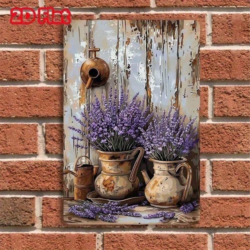 Metal Poster Lavender Vintage Retro Aluminum Wall Art for Living Room