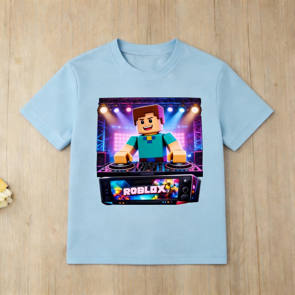 Kids Roblox Block World 3D Print TShirt Funny Game Character Short Sleeve Casual Summer Tee 100