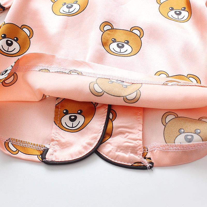 BB58 Mufurui Summer Kids' Silk Bear Cartoon Pajama Short Sleeve Two-Piece Set