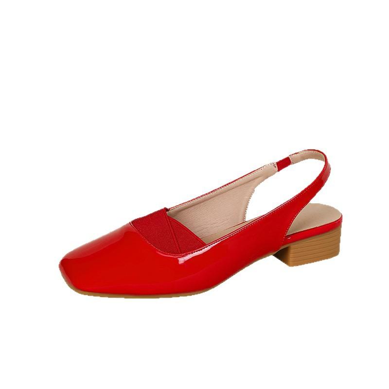 Slingback Heels for Women Square Closed Toe Chunky Heel Pumps Office Wedding Party Dress Shoes Women's Casual Slip On Low Block Heeled Summer Sandals