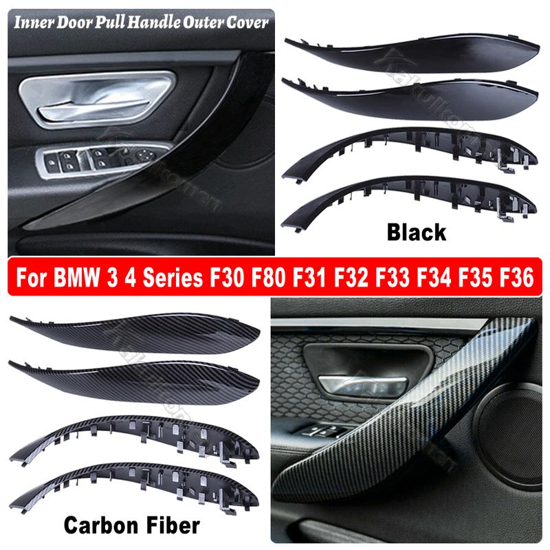 Car Inner Handle Interior Door Panel Pull Trim Cover Carbon Fiber Left Right For BMW 3 4 Series F30 F80 F31 F32 F33 F34 F35 F36
