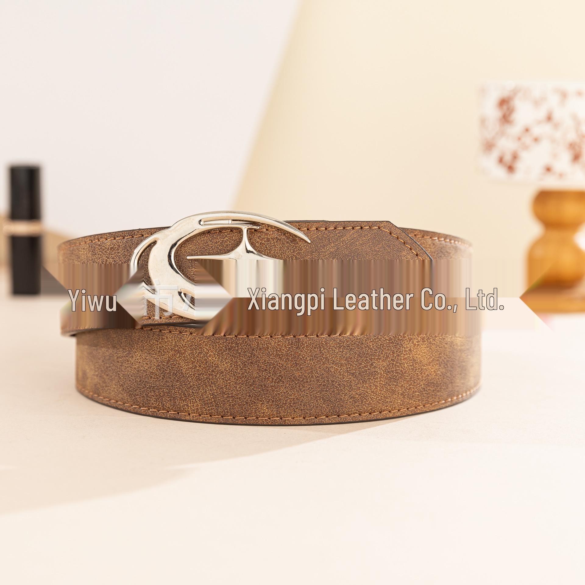 Cross New Retro Sparkle Star Unisex PU Leather Belt with Zinc Alloy Buckle 110cm