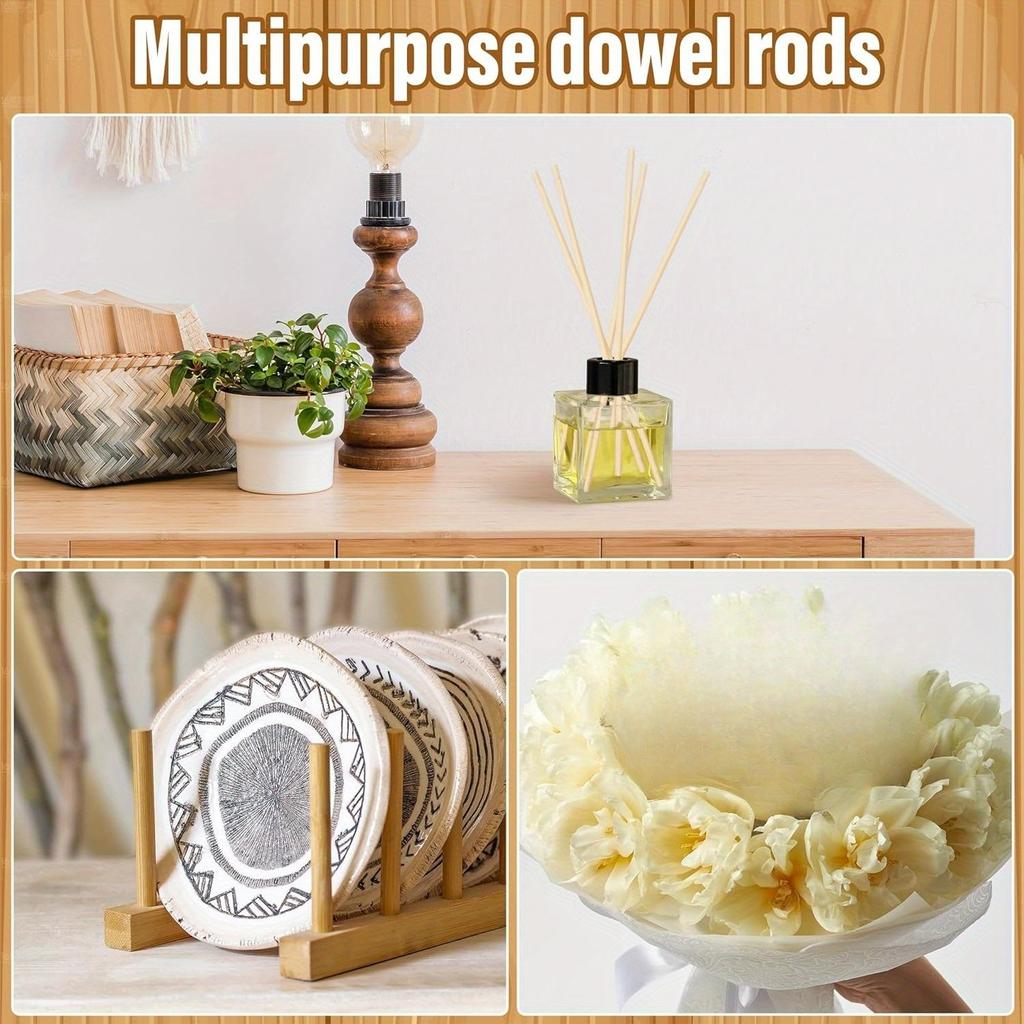 40Pcs Wooden Dowel Rods 12 Inch Wood Sticks for Crafts, Precut Wooden Rod Sticks Wood Dowels for Craft and DIY Projects