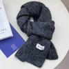 Green knitted scarf women's autumn and winter white Korean version ins solid color new student warm wool scarf