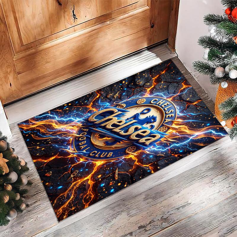 Chelsea FC bedruckter Flanell-Teppich rutschfest weicher Polyester-Bodenbelag Indoor Dekorationsmatte für Schlafzimmer Wohnzimmer Sofa Spielzimmer Heimdekoration