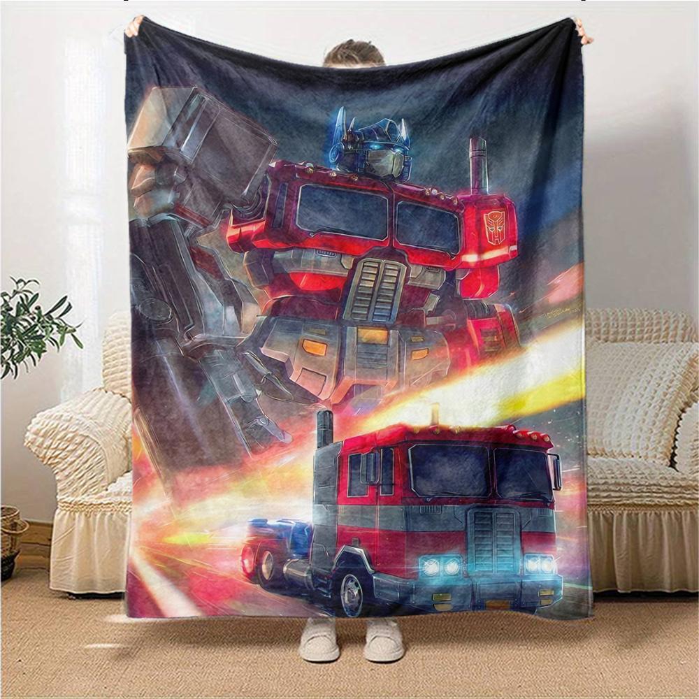 1Pc Transformers Optimus Prime Battle Scene Blanket For Couch Bed Plush Cozy Fuzzy Blanket Super Soft Warm Blankets For Fall And Winter 091879