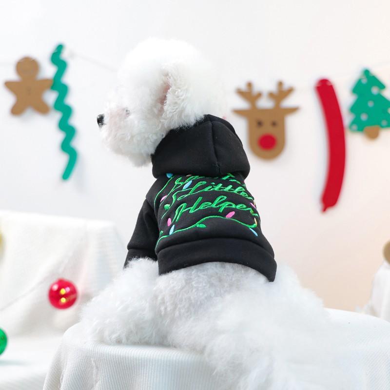 Pet Dog Cat Hoodie Christmas Helper Style Winter Warm Cotton Casual Clothing Small Breeds XS To XL