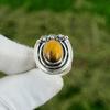 Natural Tiger Eye Gemstone 925 Silver Statement Adjustable Ring For Girls
