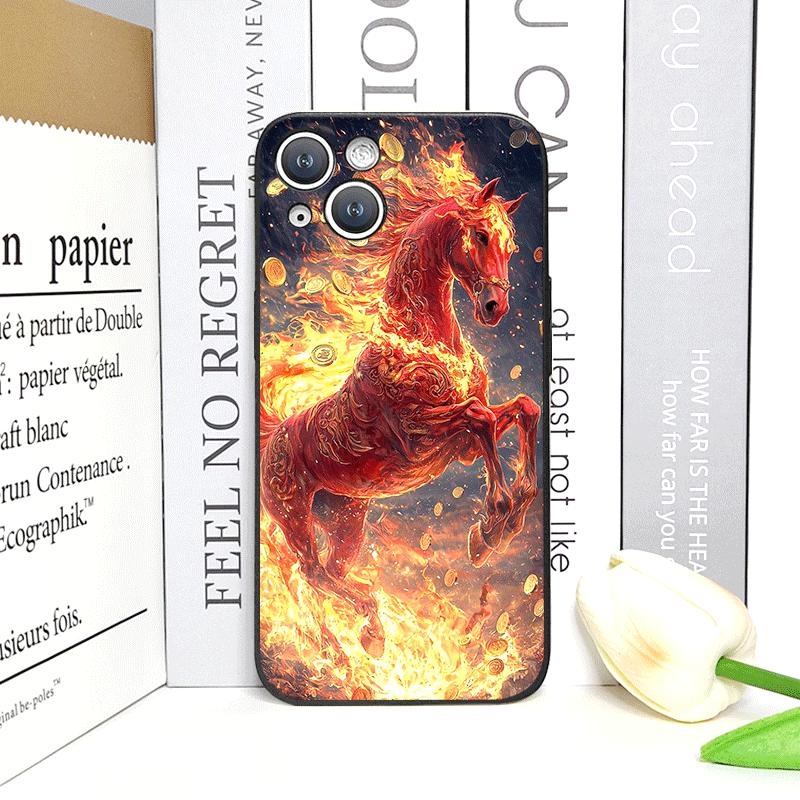 Fashion Chinese-Style Red Horse Print Phone Case for iPhone 17 16 12 11 14 13 15 Pro Max 13 Mini X XS MAX XR 7 8 Plus Soft Cover