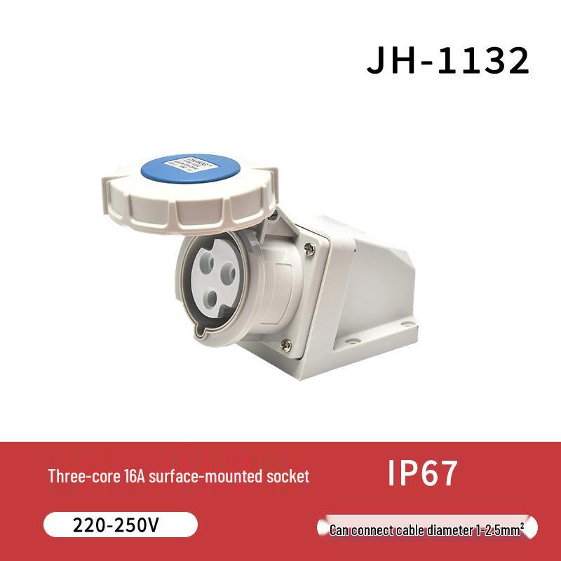IP67 Waterproof 16A/32A Industrial Plug & Socket, European Standard, 3/4/5-core, Male & Female Connector