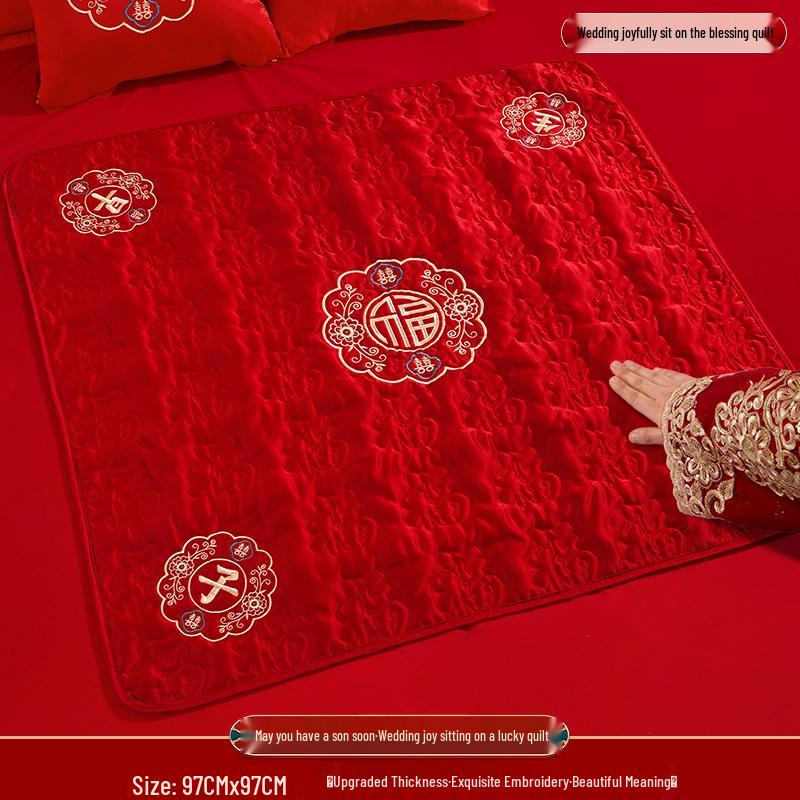 Wedding Blessing Blanket: Bridal Bed Decor, Happy Cushion, Noble Birth Symbol, Dowry Gift, Mai Taibao.