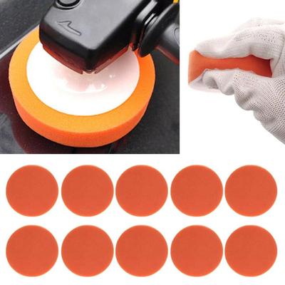 10 STÜCKE Auto Polierschwamm Orange Glatter Flacher Schwamm Polierpad Für Autopolierer Autopflege Lackpflege Zubehör