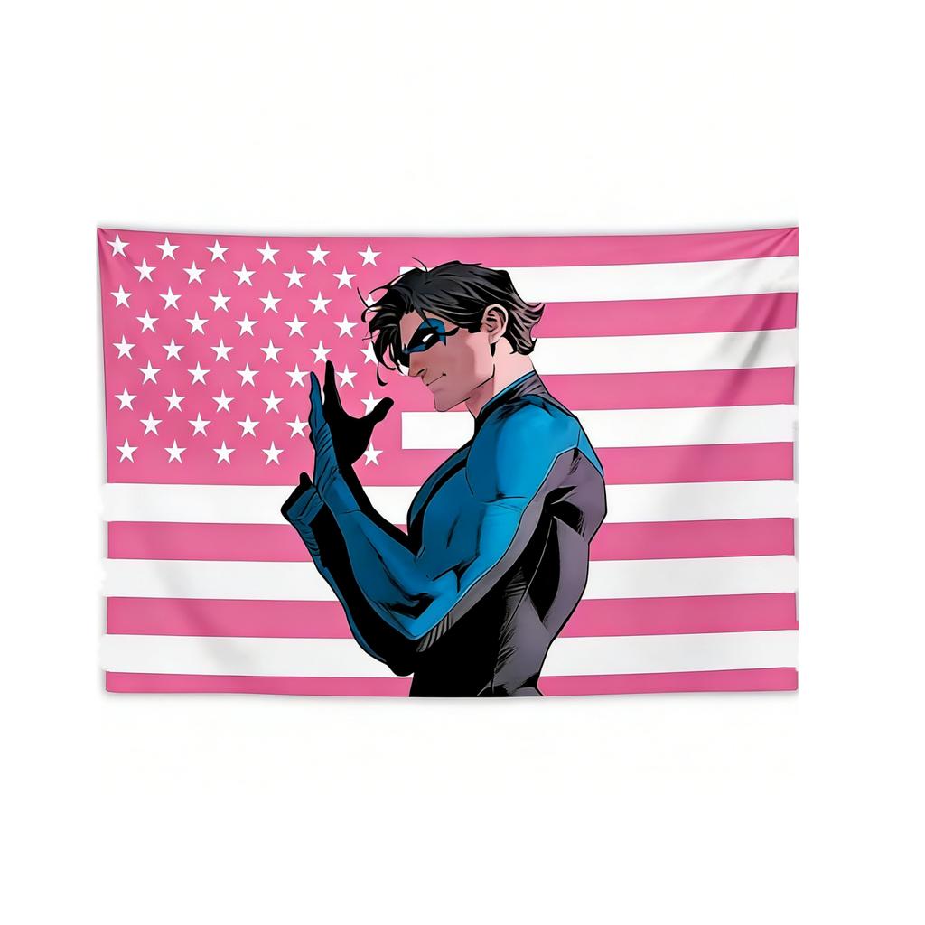 Nightwing Flag Pattern Tapestry Dorm Wall Decor Modern Stripe Hanging Decoration MultiSize High Quality Flat Print Design