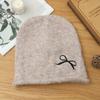 Sweet and Cute Bow Embroidered Drawstring Cold Hat Autumn and Winter Fashion Versatile Pullover Hat Windproof and Warm Wool Hat Korean