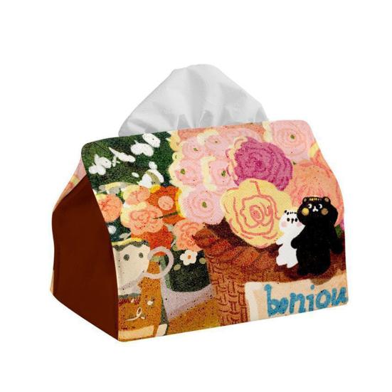 

Tissue Box Rectangular Napkin Holder with Oil Painting Design Resistant to Fading Dispenser for Home Office Bathroom Kitchen Bedroom B