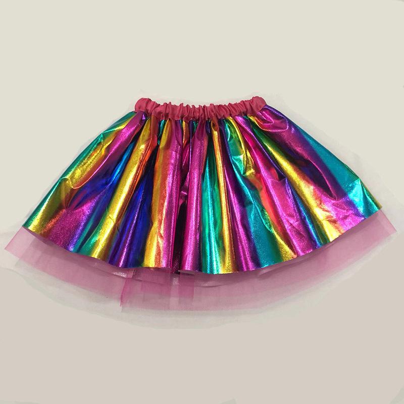 

2024 European & American Dance Tutu Skirt - Girls Rainbow Hot Stamping Midi Skirt with Lining for Performances & Parties. One Size [30CM Length]