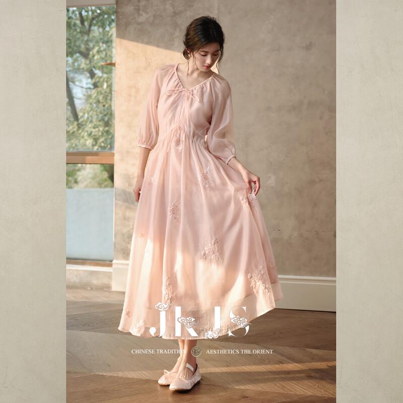 JK&JS New Chinese Style Sequin Embroidered Maxi Dress