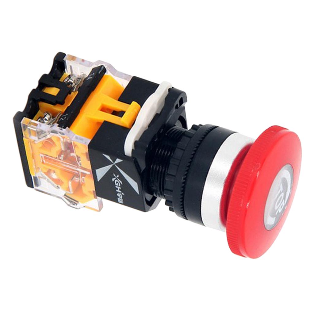 22mm Emergency Stop Mushroom Push Button Switch 600V 10A LA39 Series NO+NC