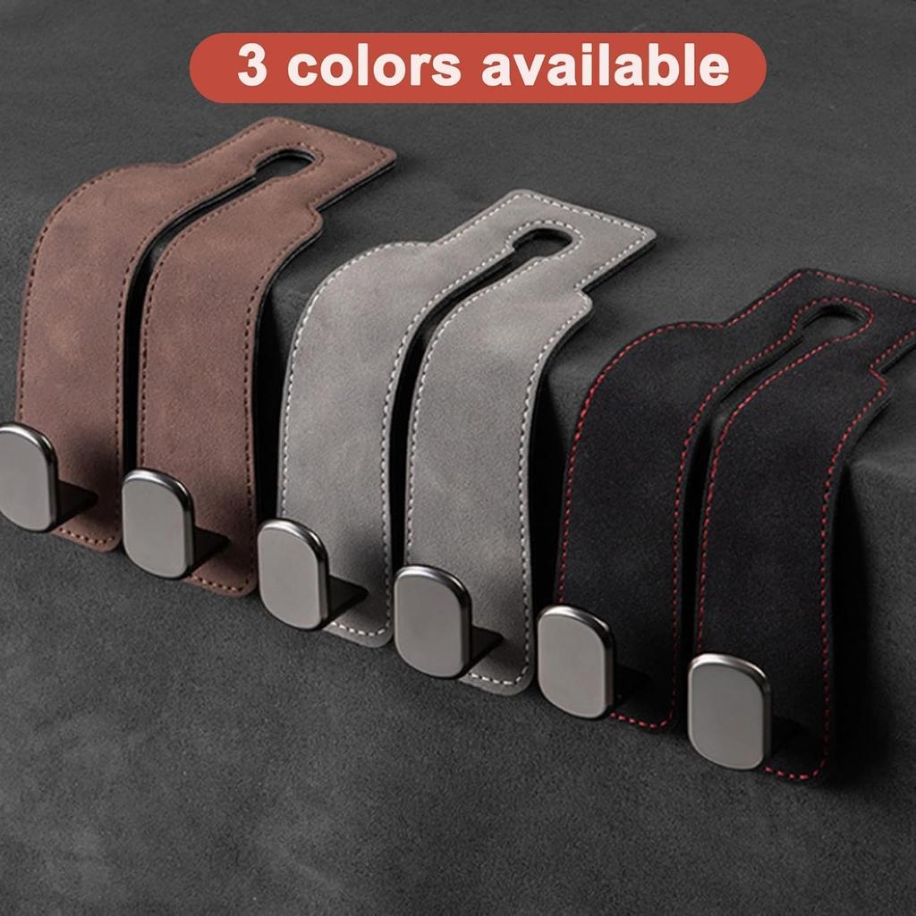 Amelity 4 Pack Car Purse Hook, Car Hooks For Purses And Bags Cute, Headrest Hooks For Car (Grey-4 Pack)