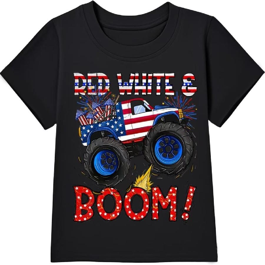 Boys 4th of July Shirts Kids American Flag T-Shirt Toddler Girls Patriotic Tops Tee Independence Day Clothes 2025 S