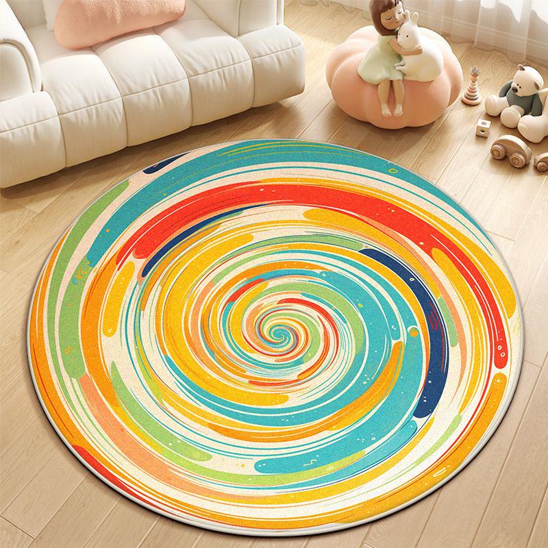 Moderner Abstrakter Runder Teppich Rutschfest Groß Wohnzimmerteppich Weich Leicht zu Reinigen Schlafzimmerdekoration Schminktischmatte Anpassbar