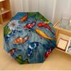 Paraguas plegable resistente al viento con estampado de peces vivos, paraguas portátil para sol y lluvia, adecuado para regalar