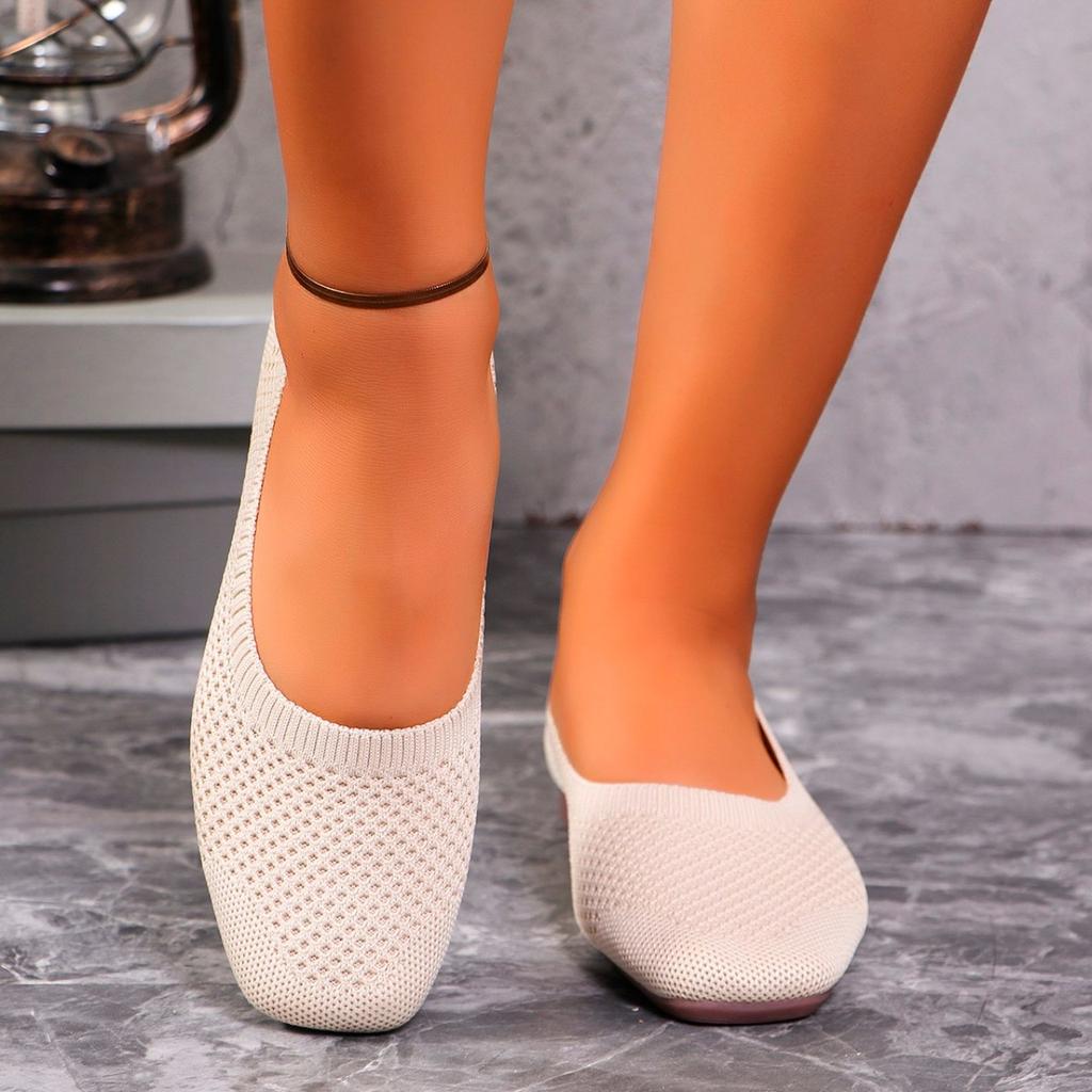 Hot Sale Shoes for Women Spring Slip On Women's Flats Square Toe Elastic Fabric Breathable Shallow Mouth Daily Flats Shoes