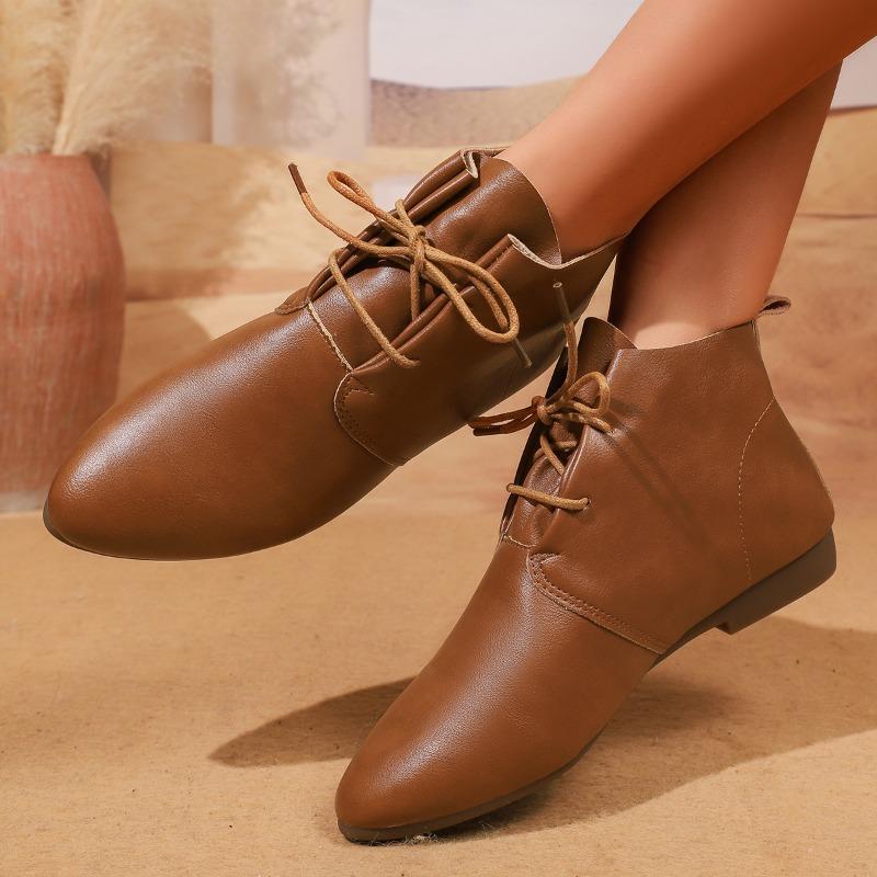 Fashion Lace Up Women's Pointed Toe Flats Shoes 2025 Autumn New Fashion Sneaker Designer Retro Classical Cozy Shoes Running Zapatillas