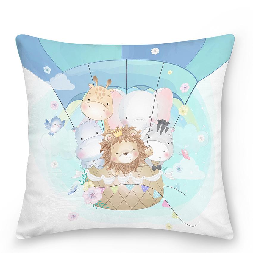 Bedroom Living Room Sofa Pillowcase Cute Panda Animal Print  Cartoon Cushion Cover Blue Home