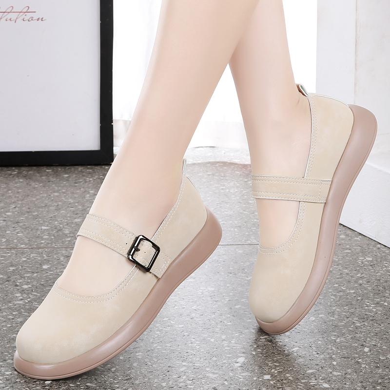 

Женские сандалии летние Mary Jane Closed Toe Flats Casual Soft Walking Sandals для девочек Plus Size EU:42 бежевый