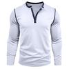 Fall Spring Men Shirt Buttoned Stand Collar Color Matching Pullover Slim Fit Mid Length Casual Daily