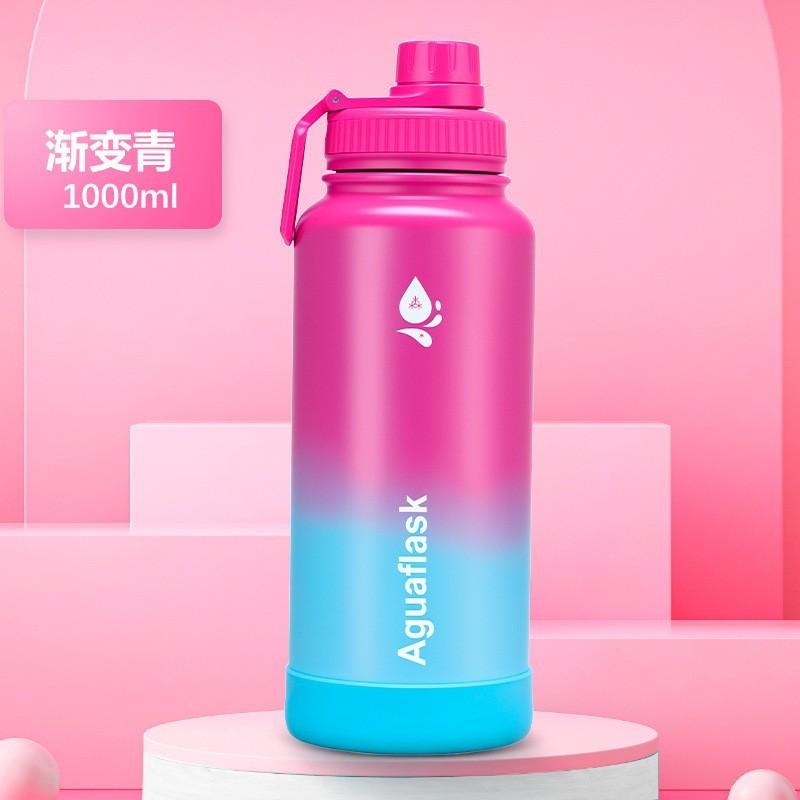 New304stainless Steel Thermos Gradient Color Outdoor Portable Sports Water Bottle Large-capacity Thermos and Cold Storage Bottle 1000ml
