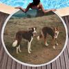 Cute Pet Dog Border Collie Round Beach Towel,Sand Free Beach Blanket Picnic Mat for Bathroom Pool Surf Travel Outdoor Meditation
