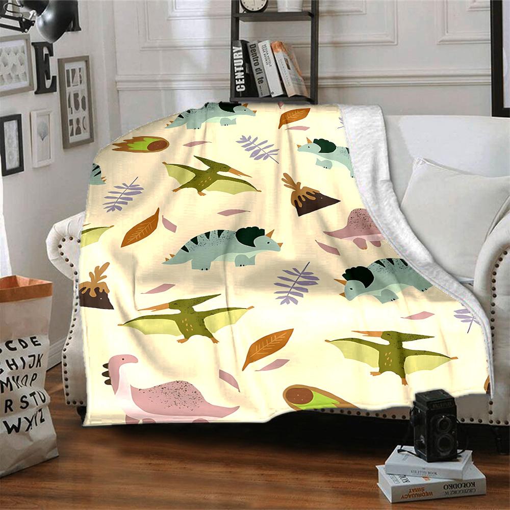 1pc Dino World Lightweight Flannel Blanket, Comfortable and Warm Blanket, for Office and Camping Sofa Bed, Livingroom069