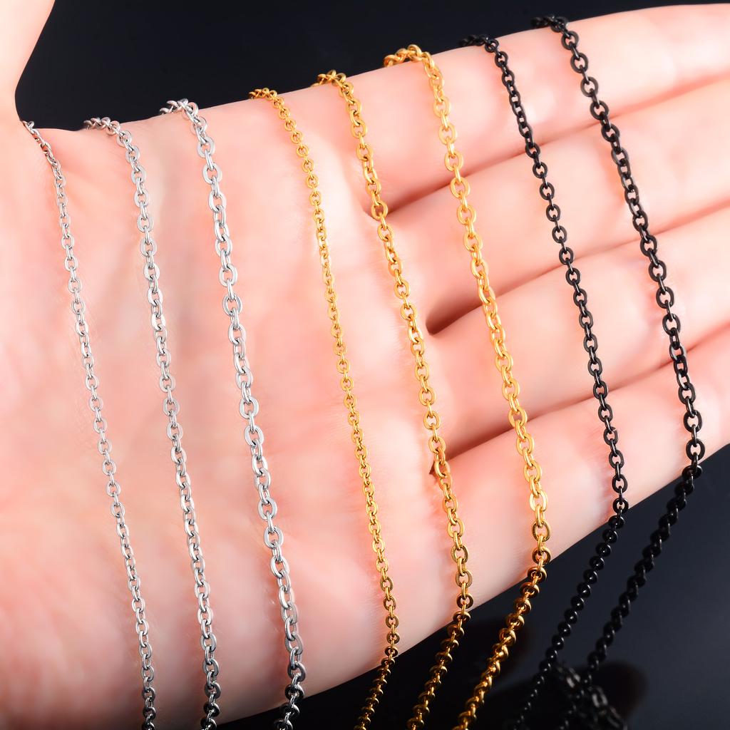 Stainless Steel Rolo Necklace for Women Men Link Cable O Chain Choker On the Neck Collar DIY Her Gift Jewelry Accessories