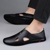 Herren Fahrsandalen Bequem Hohl Rutschfest Weich Kühl Beleuchtet Atmungsaktiv Alleskönner Perforierter Schuh Vielseitige Lässige Ledersandalen